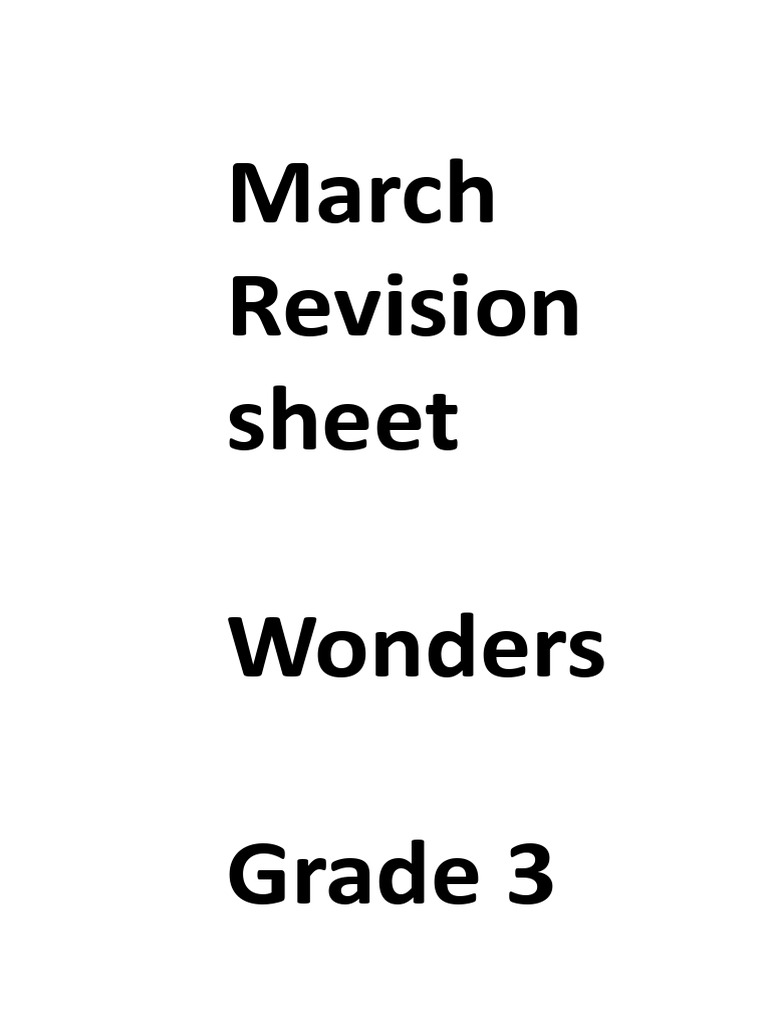March Revision Sheet | PDF | Bracelet