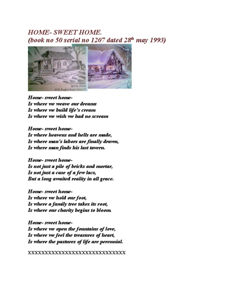 Home Sweet Home Poem Subramanian A