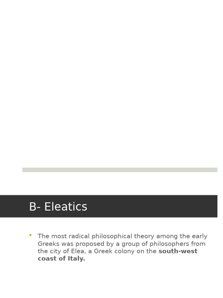 Eleatic Philosophy: Key Concepts Explained | PDF | God | Deities