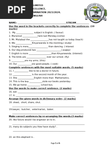 p4 Eng Mid Term One Exam 2023 2024