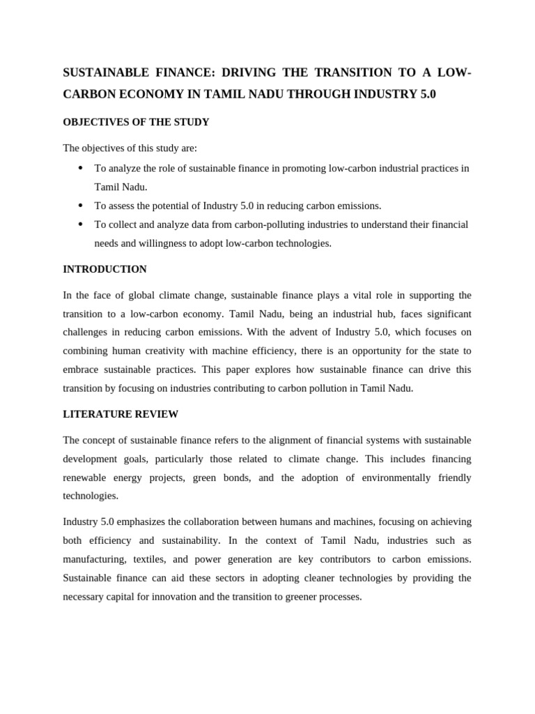 Sustainable Finance Paper | PDF | Sustainability | Low Carbon Economy