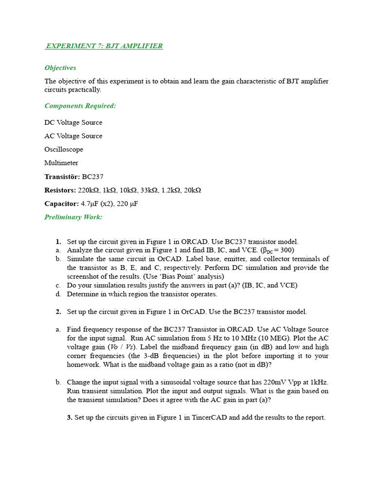 Experiment 7 | PDF | Electrical Network | Amplifier