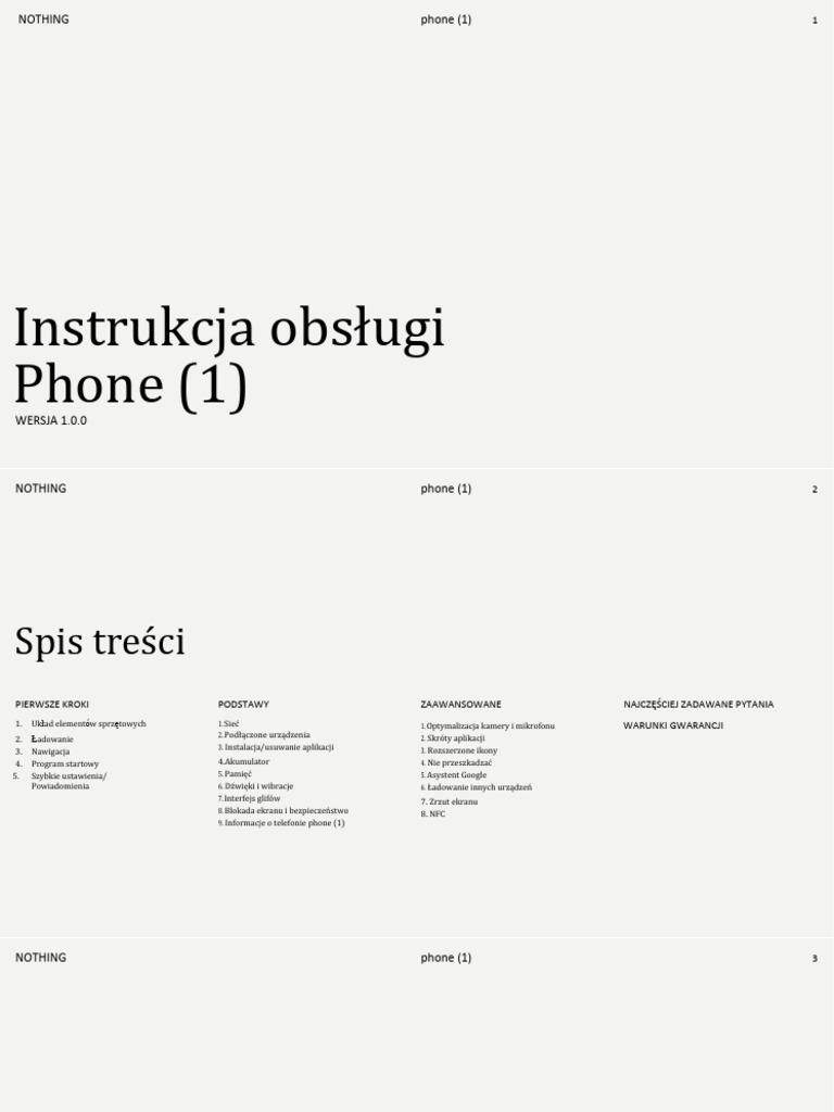 Instrukcja Obslugi NOTHING PHONE 1 | PDF