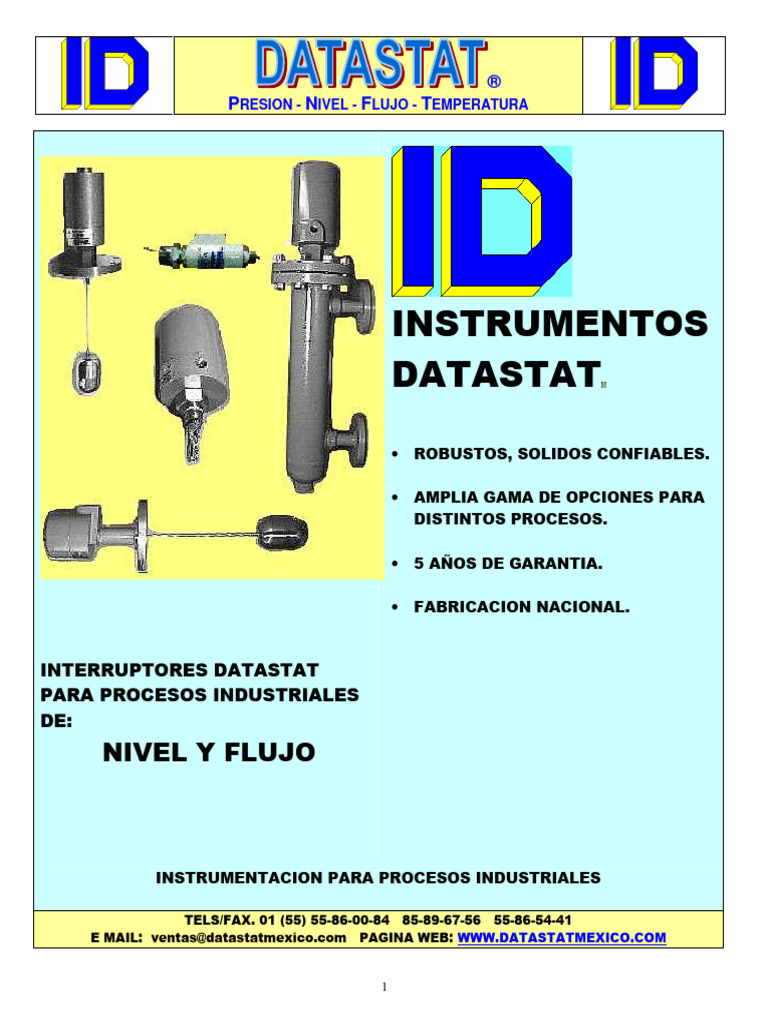 Interruptores DataStat: Nivel y Flujo | PDF | Cambiar | Acero