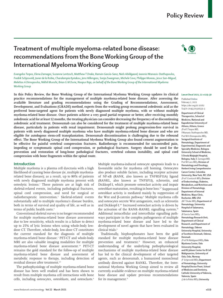 Treatment of Multiple Myeloma-Related Bone Disease - Recommendations ...