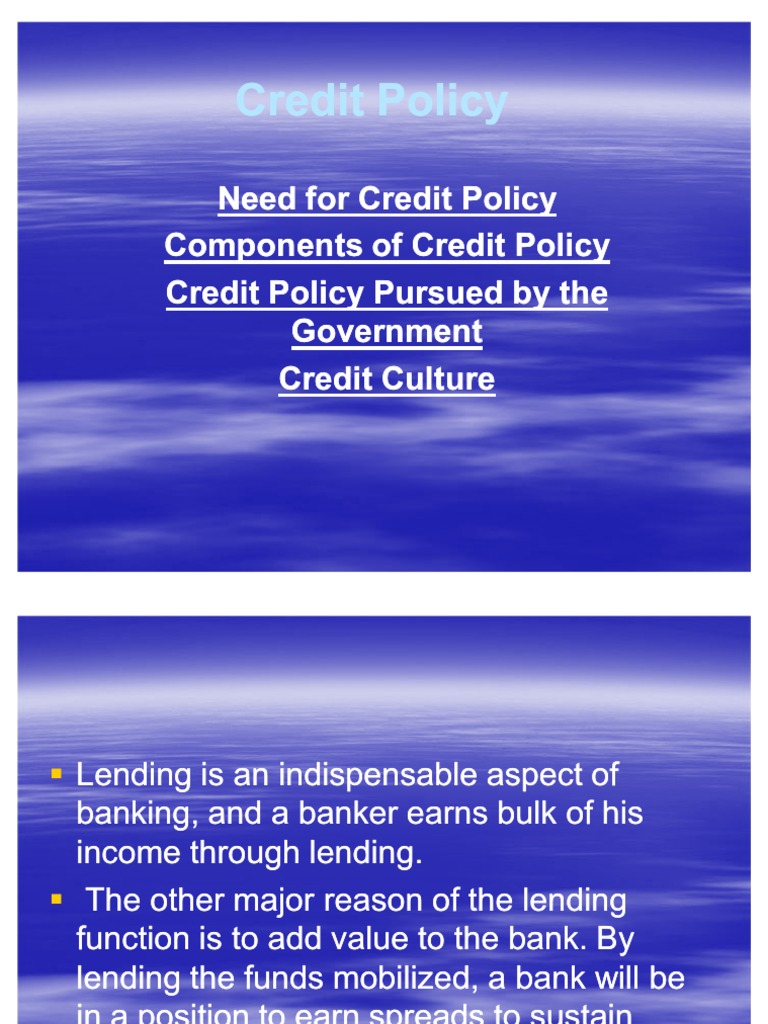 Credit Policy PDF Credit (Finance) Banks