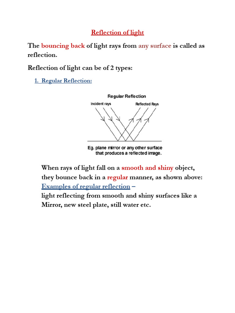 Grade 7 - Doc 2 - Reflection, Refraction, Dispersion | PDF | Reflection ...