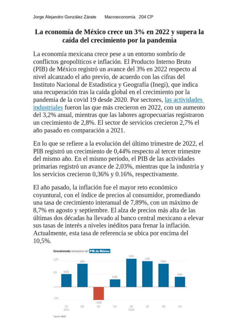 Crecimiento del PIB de México en 2022 | PDF | Producto Interno Bruto ...