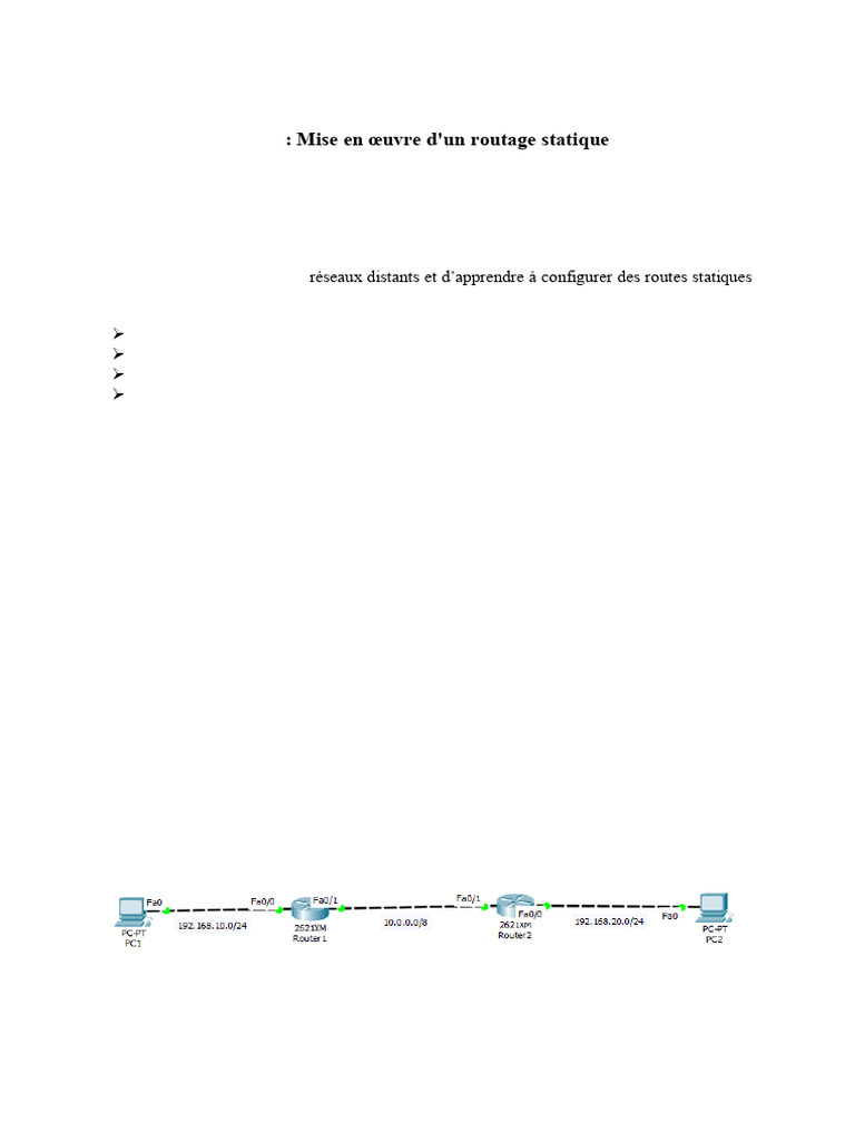Configuration du routage statique Cisco | PDF | Adresse IP | Routage