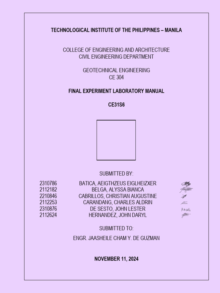 CE 304 Unconfined Compression Lab Manual | PDF | Applied And ...