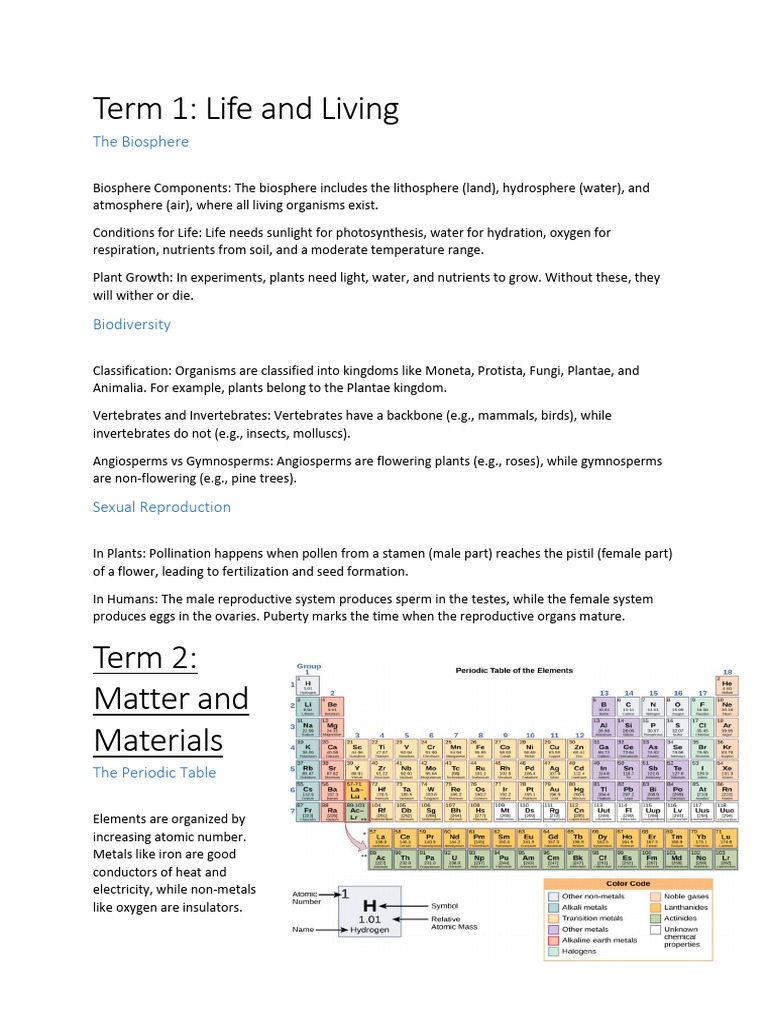 Natural Sciences Study Guide | PDF | Earth | Plants
