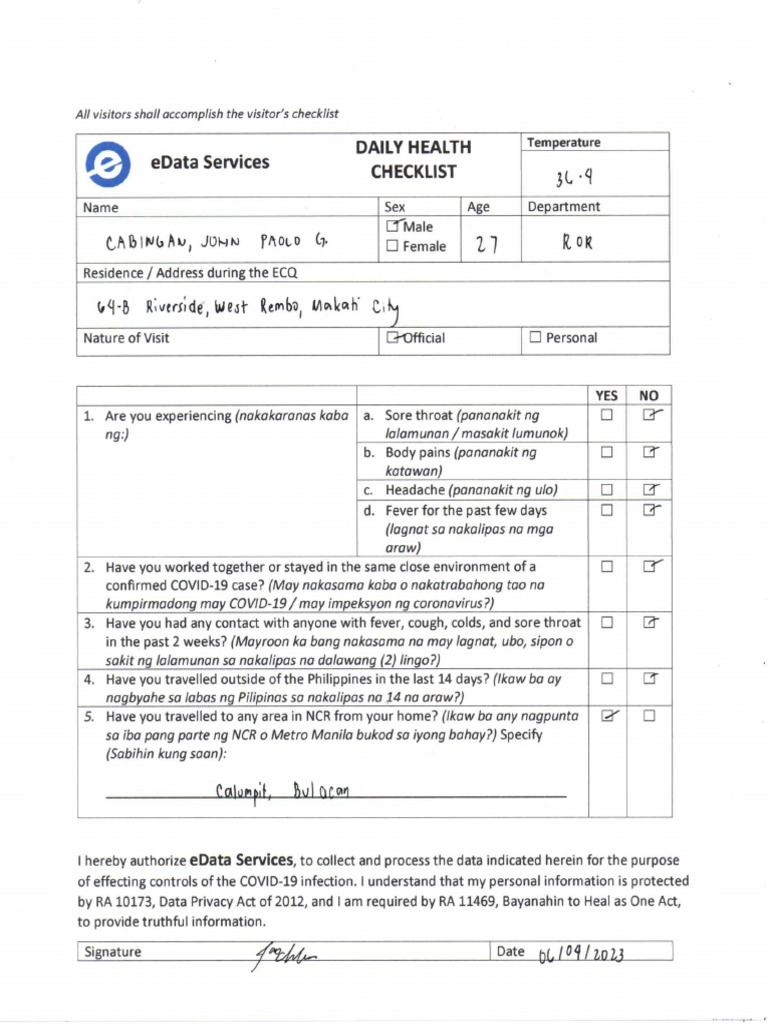 Updated COVID-checklist | PDF