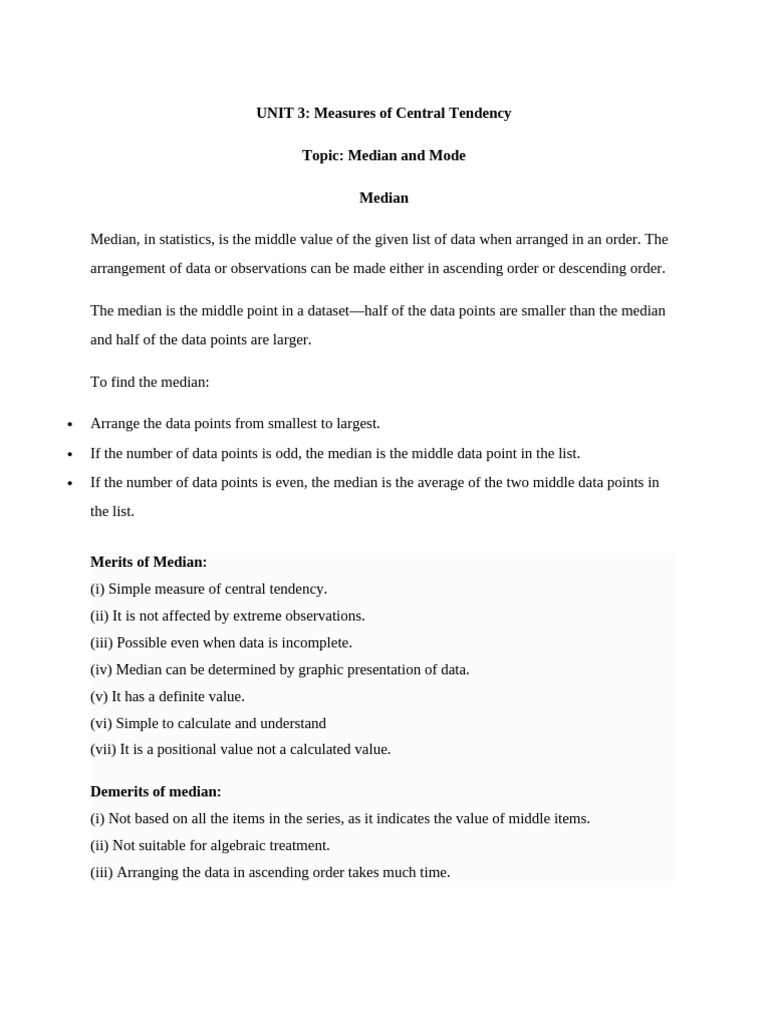 Median and Mode in Statistics Explained | PDF | Median | Mode (Statistics)