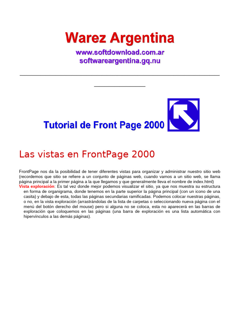 Vistas de FrontPage 2000 para Webs | PDF | Archivo de computadora | HTML