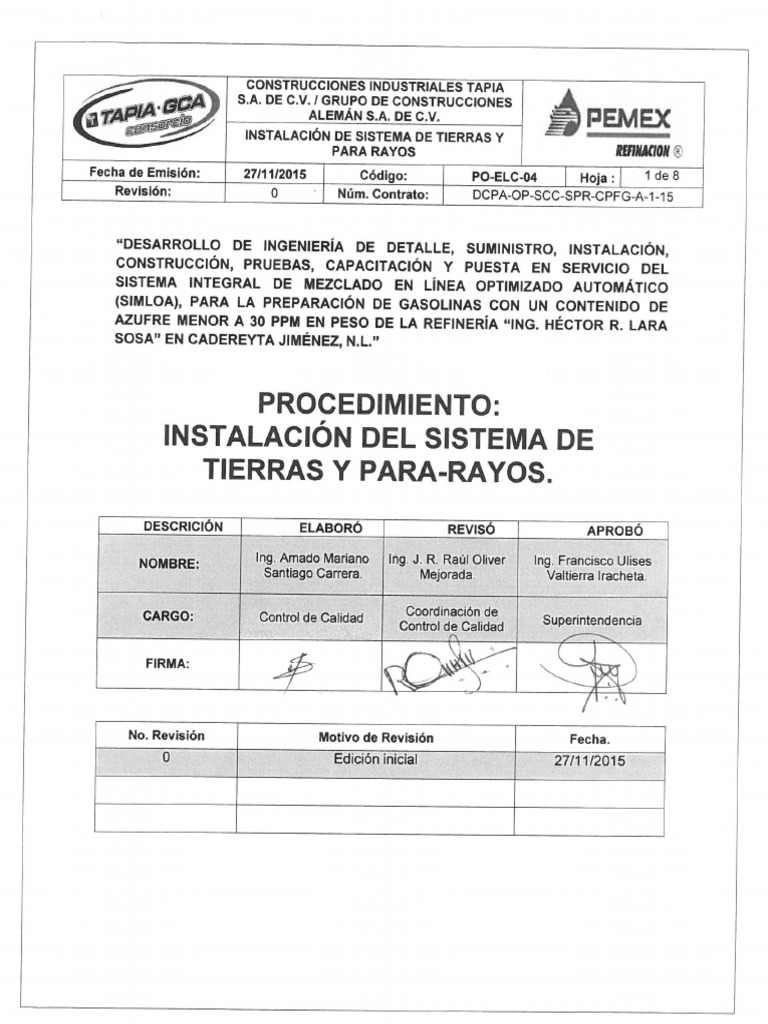 PO-ELC-04 Instalación Del Sistema de Tierras y para Rayos | PDF