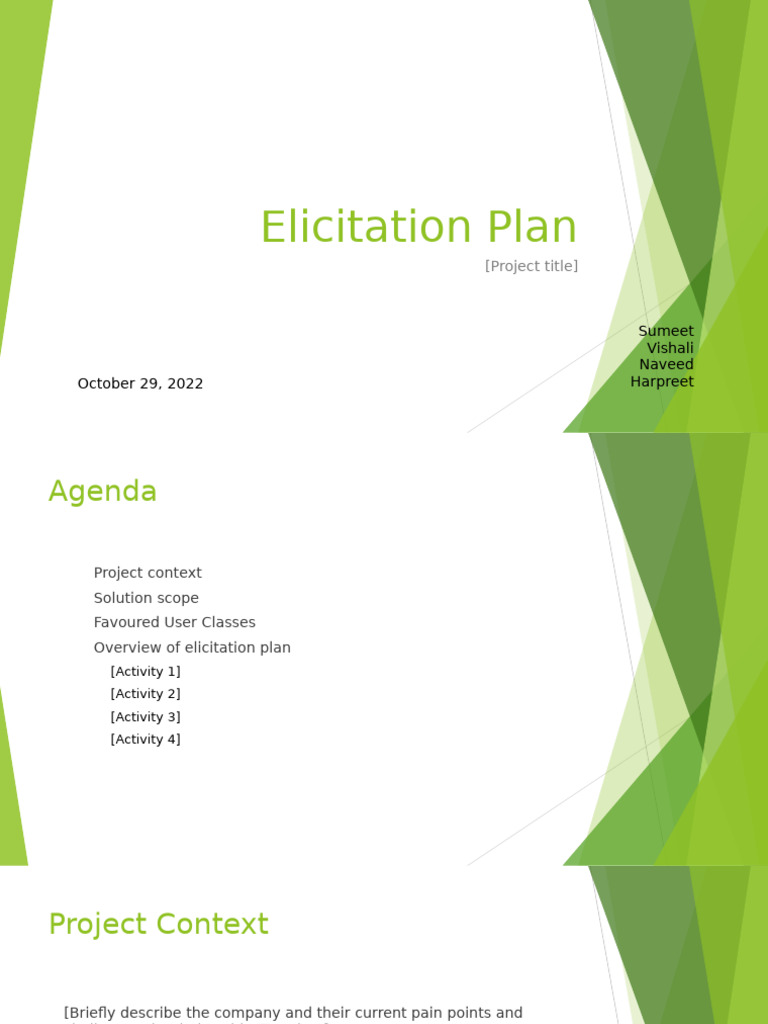 Elicitation Plan Overview and Activities | PDF