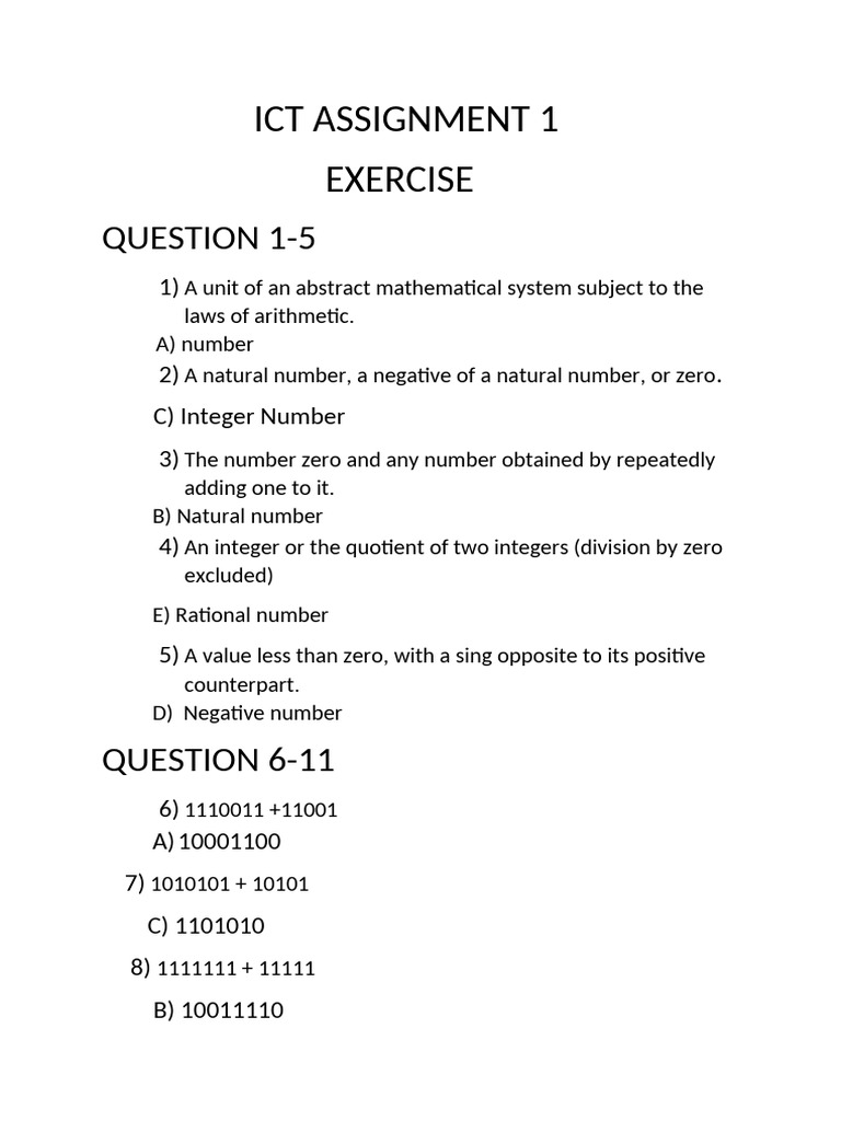 ICT Assignment on Number Systems and Operations | PDF | Lexicology ...