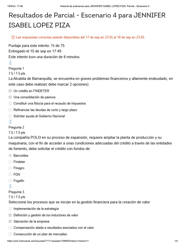 Parcial - Escenario 4 - Gerencia Financiera | PDF | Business | Negocios ...