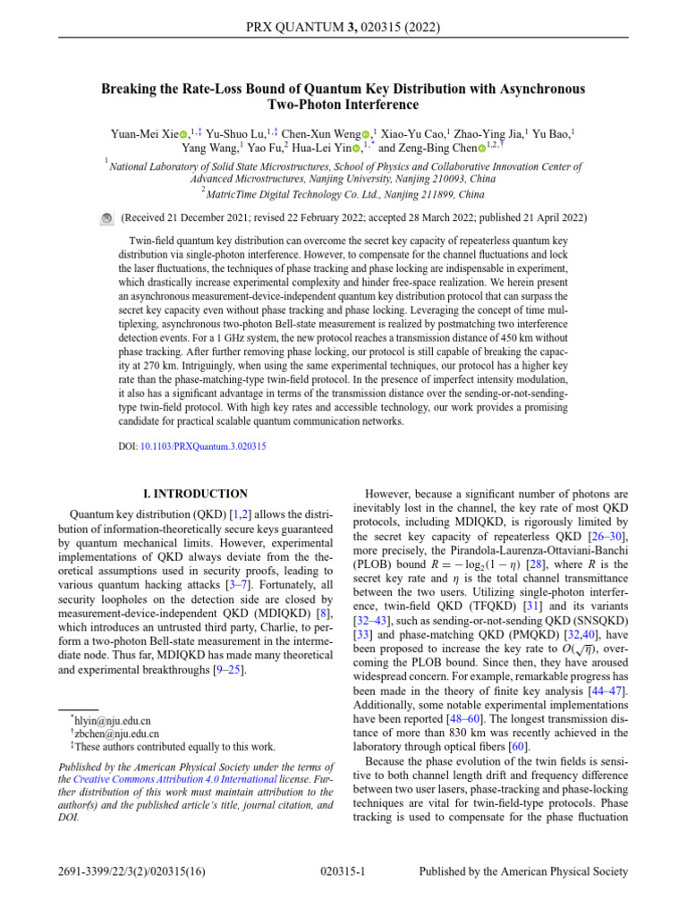 Asynchronous Quantum Key Distribution | PDF | Computers