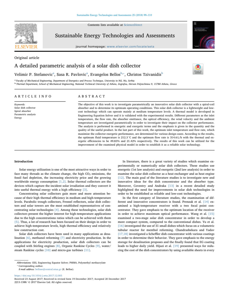 A Detailed Exergy Analysis of Solar Collector | PDF | Exergy | Heat ...