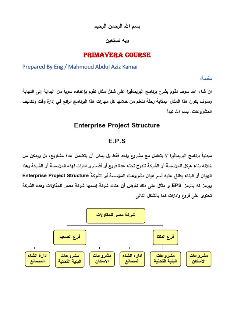 Primavera Course PDF