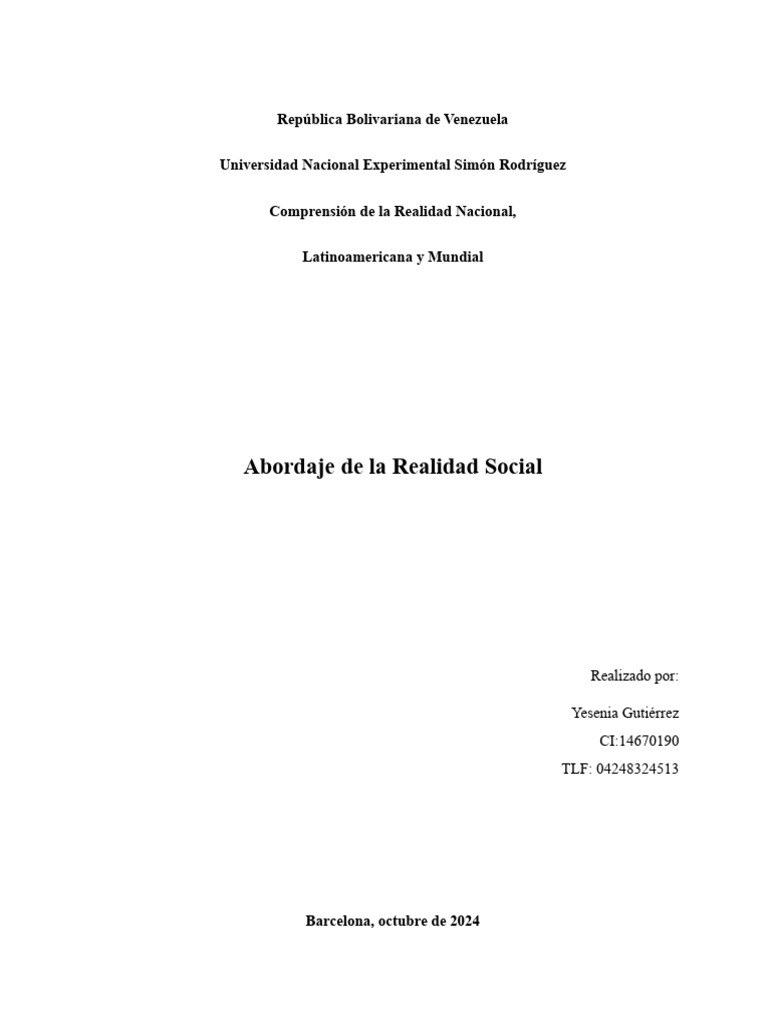 Análisis Interdisciplinario de la Realidad Social | PDF | Realidad ...