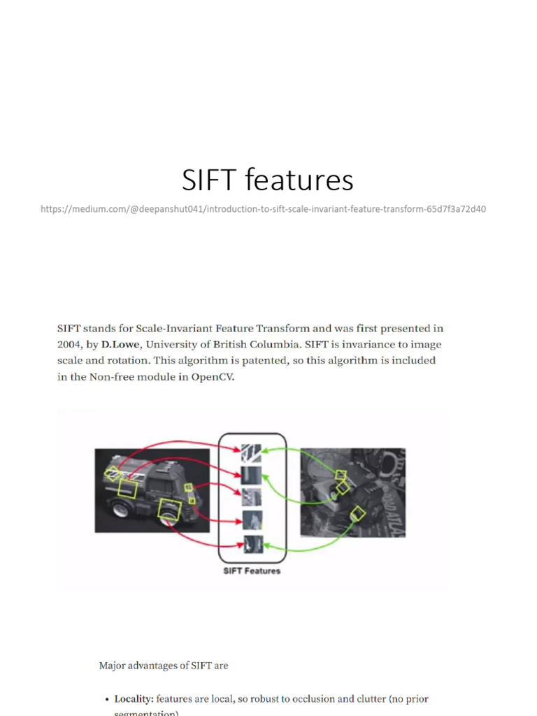 Introduction to SIFT Features | PDF