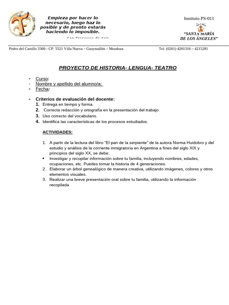 Proyecto de Historia Familiar | PDF