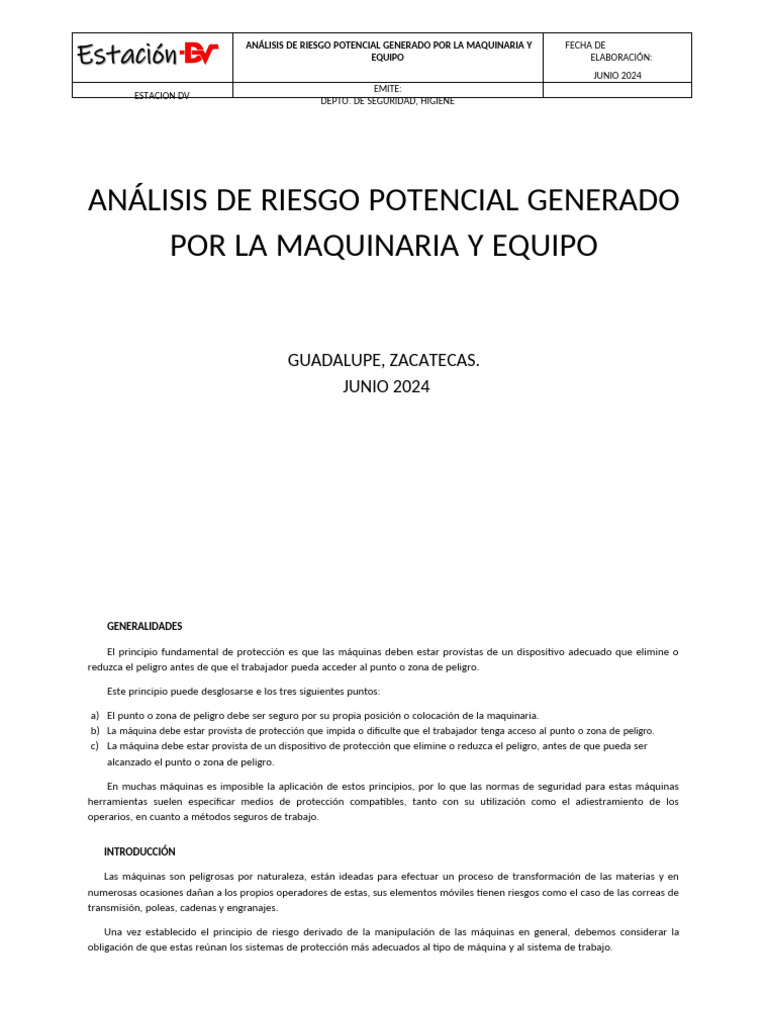Riesgos de Maquinaria y Seguridad Laboral | PDF | Riesgo