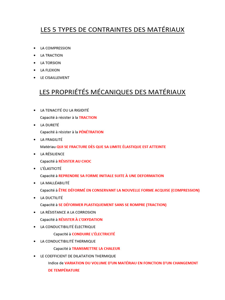 Types de contraintes des matériaux | PDF | Technologie et ingénierie