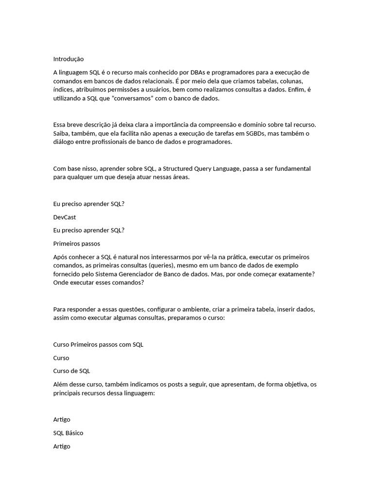 Guia Completo de SQL para Iniciantes | PDF | SQL | Programação de ...