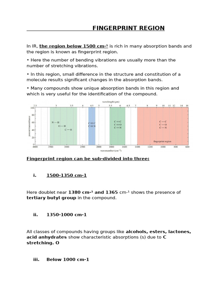 Understanding the Fingerprint Region in IR Spectroscopy | PDF