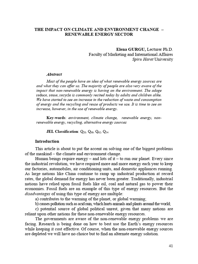 THE IMPACT ON CLIMATE AND ENVIRONMENT CHANGE - China and Usa | PDF ...