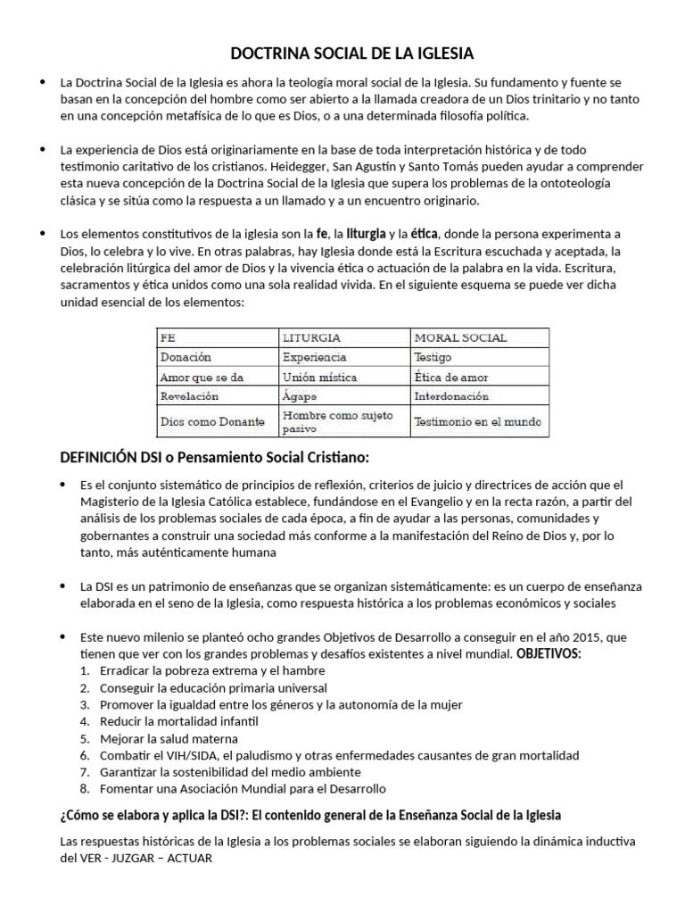 Doctrina Social de la Iglesia: Principios y Objetivos | PDF | Iglesia ...