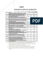 Checklist For Front Office & Marketing