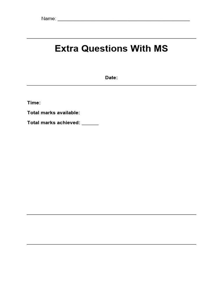 Extra Questions With MS | PDF | Science & Mathematics
