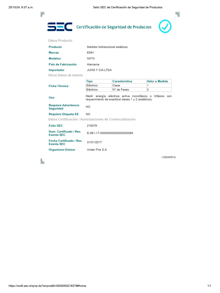 Medidor Bidireccional EMH NXT4 | PDF