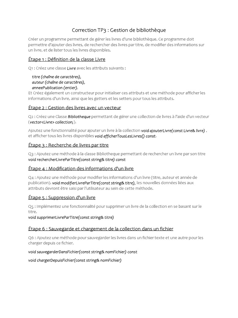 TP3 Gestion Bibliotheque | PDF | Informatique | Programmation informatique