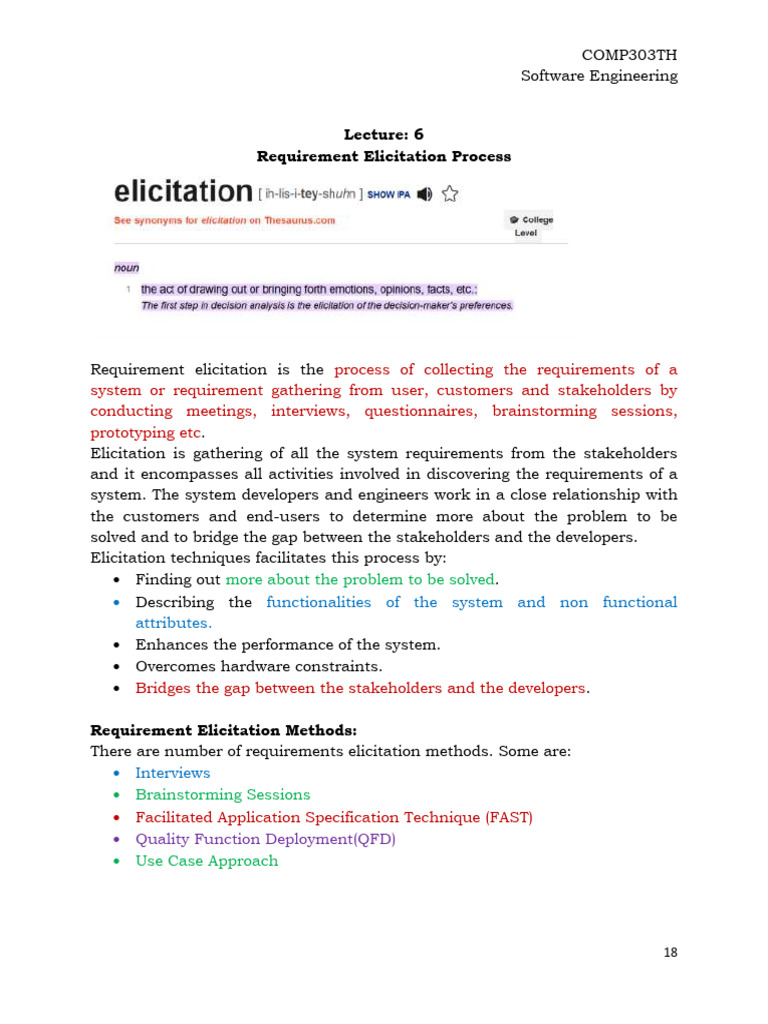 Lecture 6 requirement elicitation process pdf use case systems