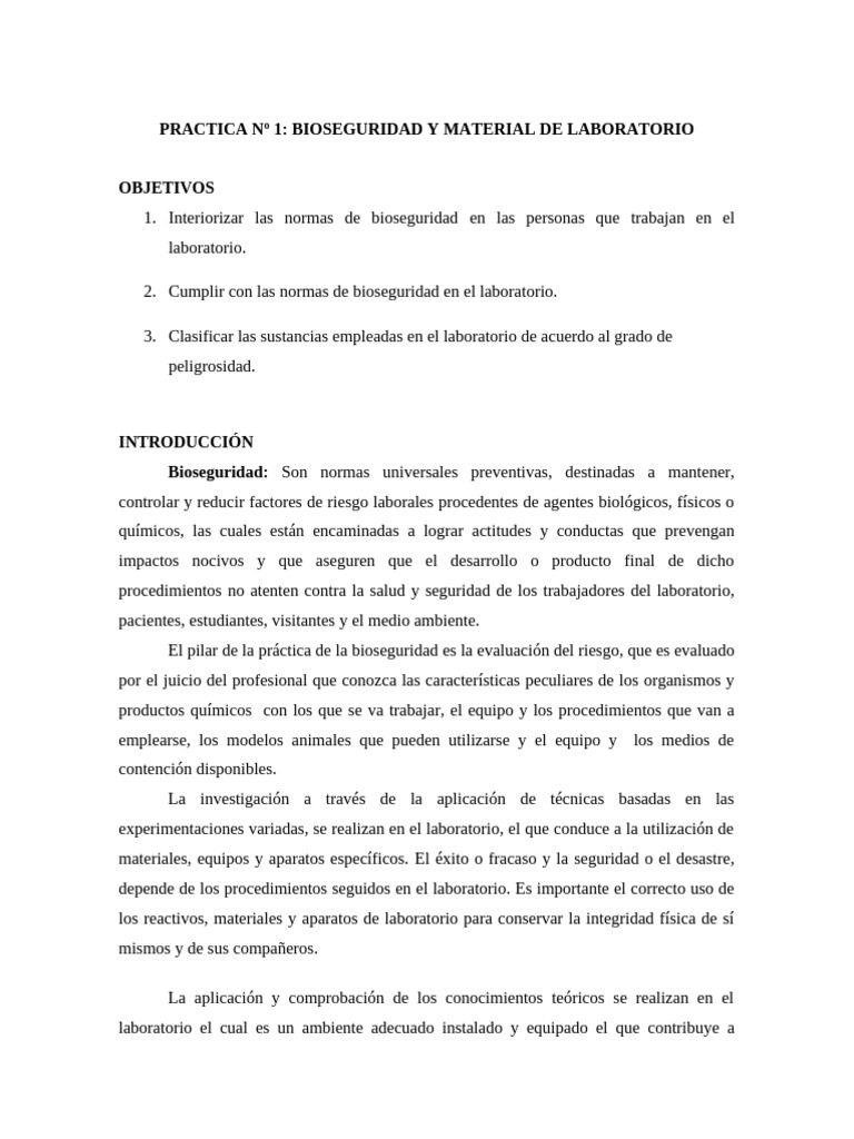 Bioseguridad en el Laboratorio | PDF | Laboratorios | Líquidos