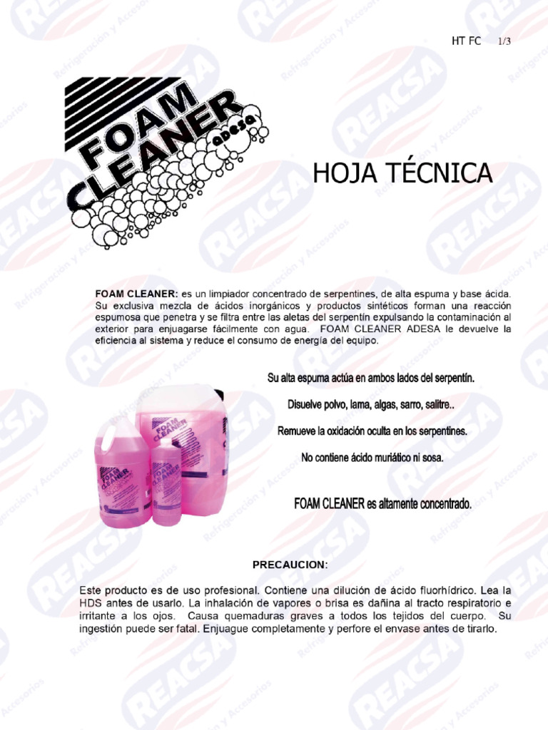 Hoja Tecnica FOAM CLEANER | PDF