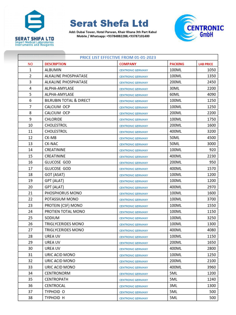 Price List 2023 Lab Price Pdf Chemical Compounds Chemical Substances
