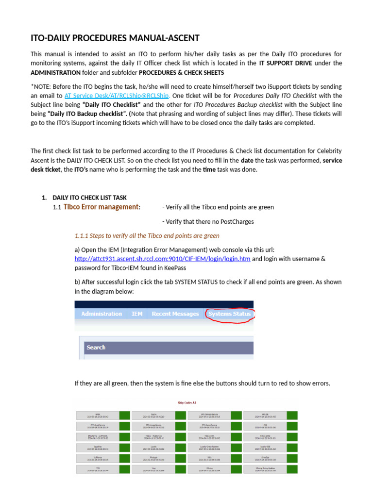 Robert ITO Procedures & Checklist Technical Documentation | PDF | Login ...