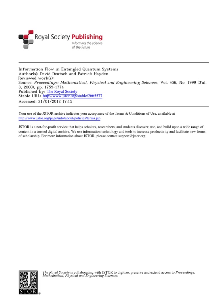 Information Flow in Quantum Systems | PDF | Quantum Mechanics | Quantum ...