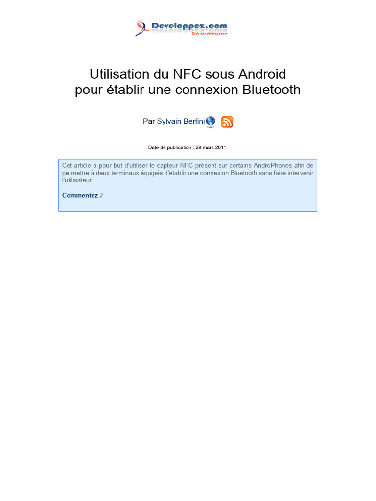 Android Bluetooth NFC | PDF | Android (Système d'exploitation ...