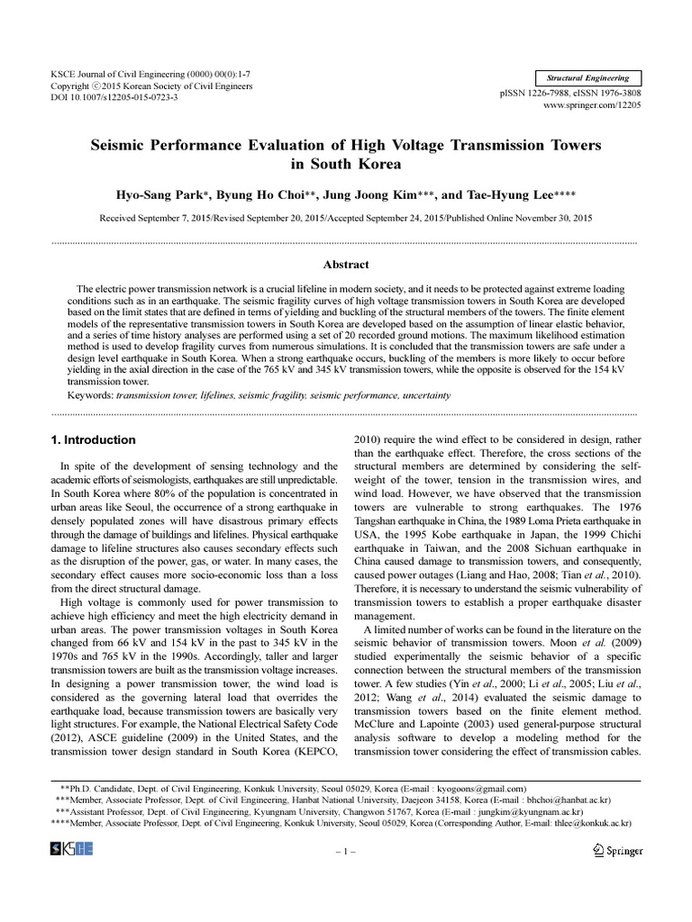2015 - Seismic Performance Evaluation of High Voltage Transmission ...