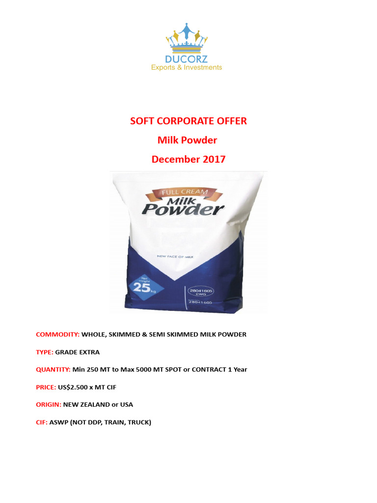 SCO Milk Powder December 2017 | PDF | Business