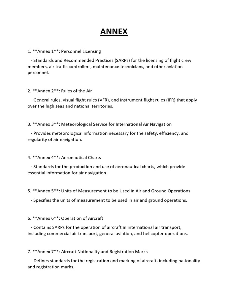 ANNEX Details & Summary | PDF | Air Traffic Control | Visual Flight Rules