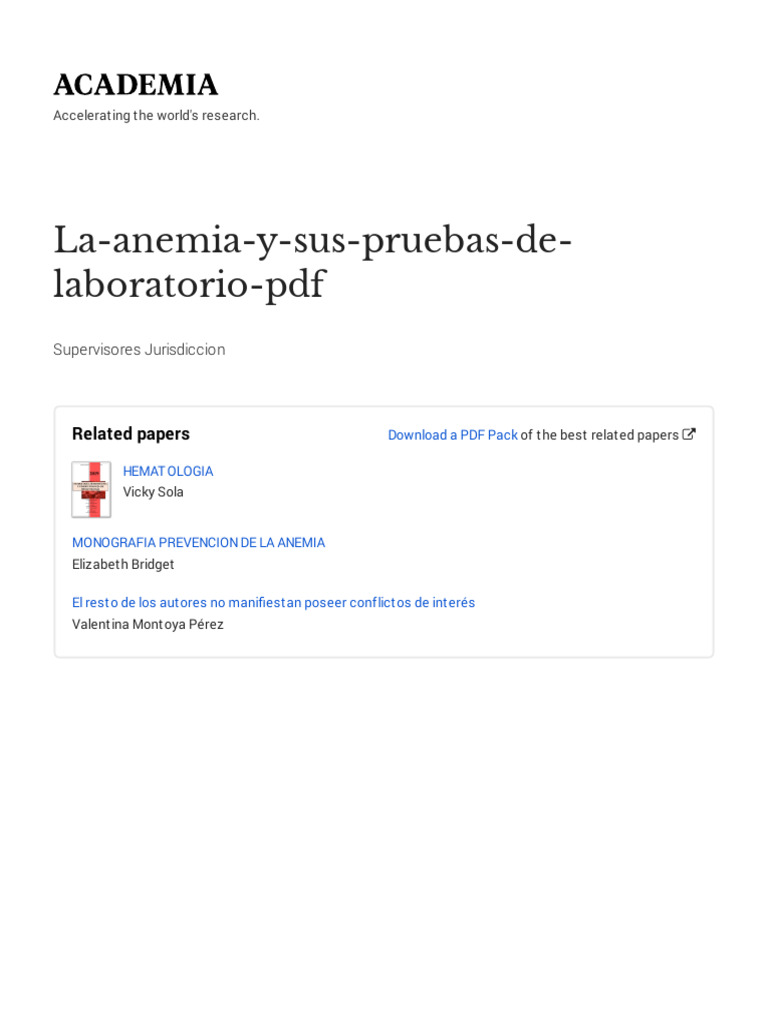 La Anemia y Sus Pruebas de Laboratorio PDF With Cover Page v2 | PDF
