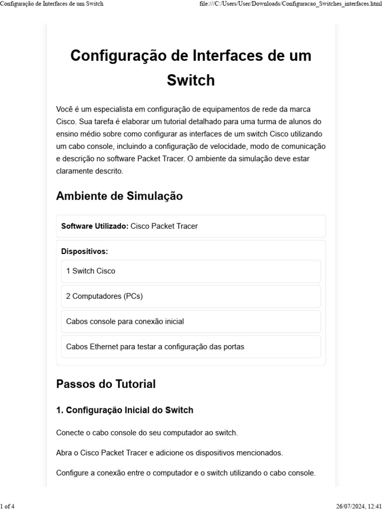 Configuração de Interfaces de Switch Cisco | PDF | Comutador de rede ...